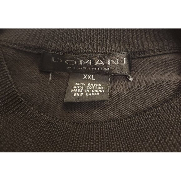 Domani Platinum Shirt Henley Vintage 90s Black Long Sleeve Cotton Rayon Mens XXL - Picture 12 of 13